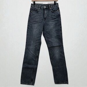 H&M &Denim Slim Straight High Waist Jeans | Size 4 | Gray Wash